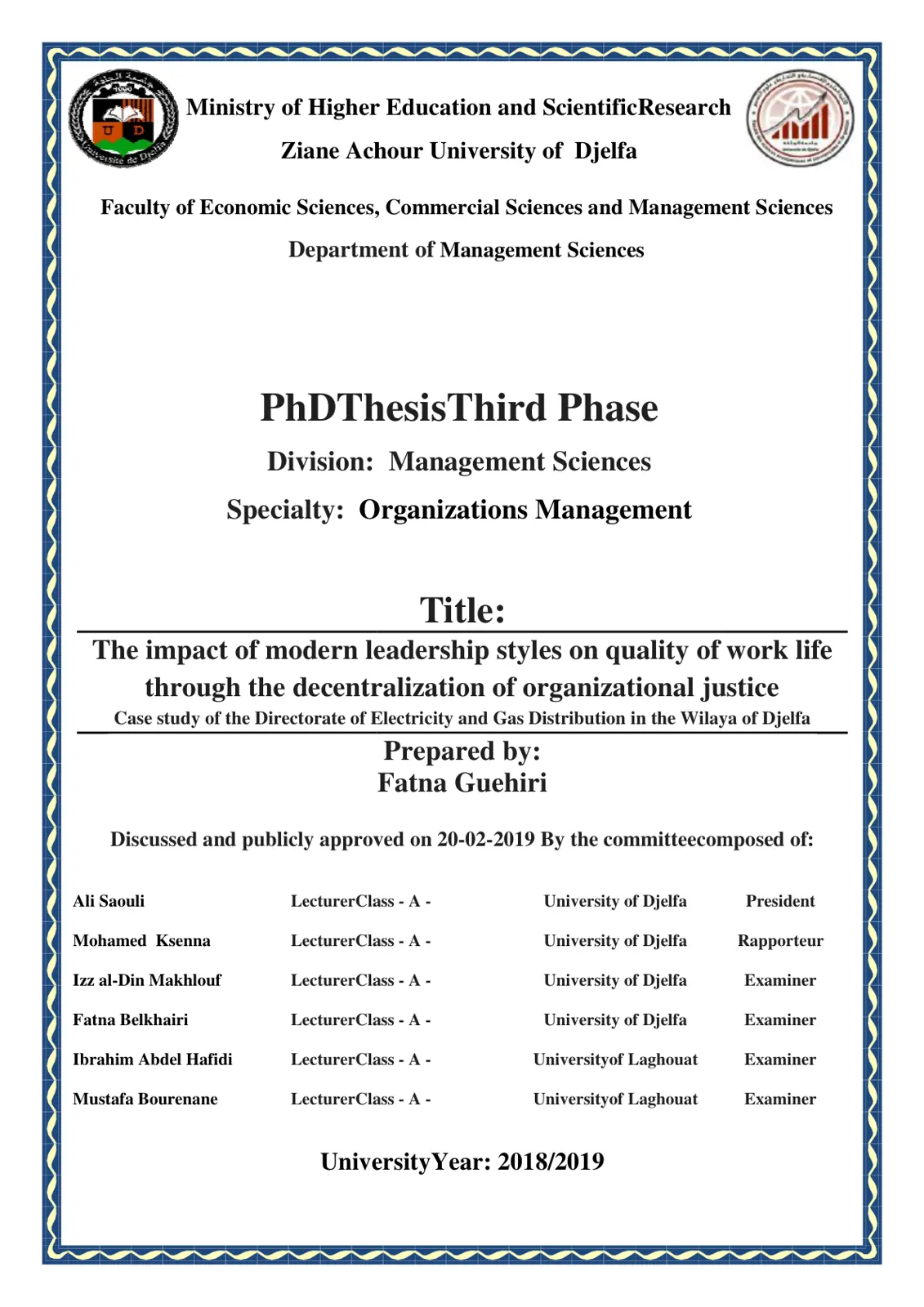 غلاف تقرير The impact of modern leadership styles on quality of work life through the decentralization of organizational justice