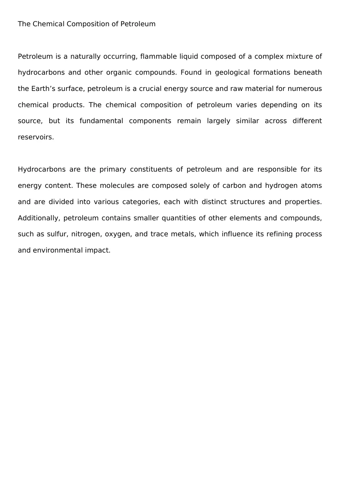 غلاف تقرير The Chemical Composition of Petroleum