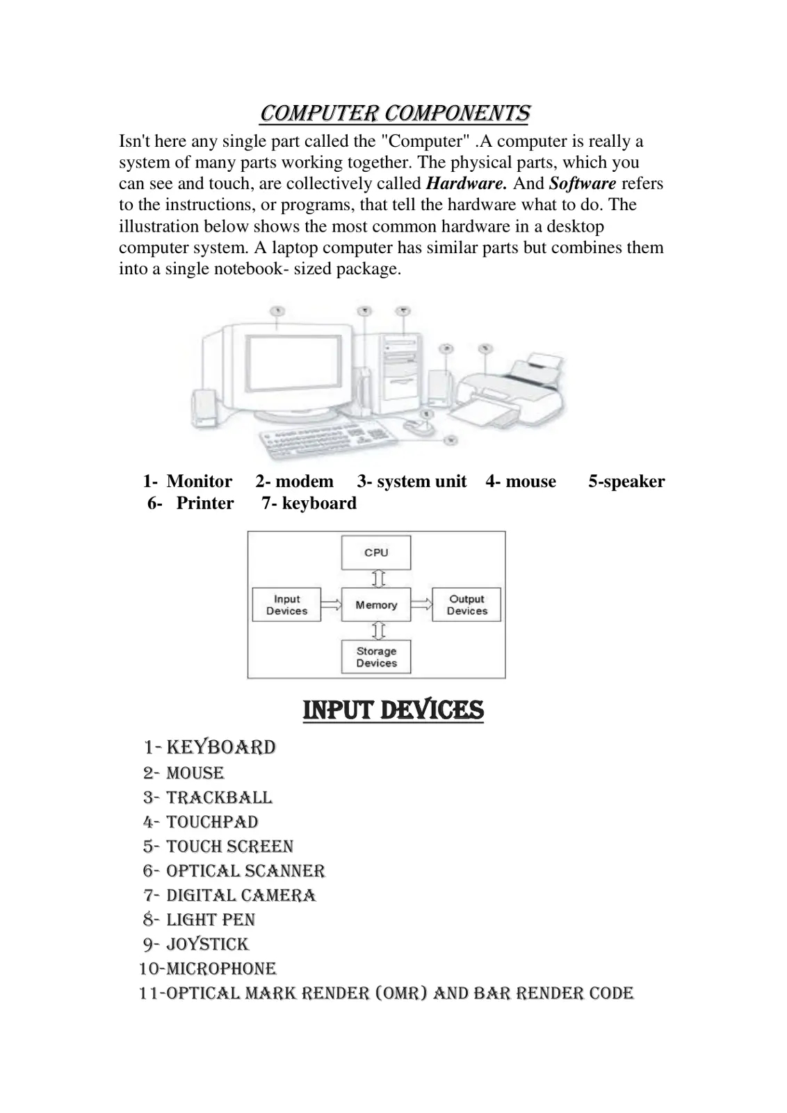غلاف تقرير COMPUTER COMPONENTS