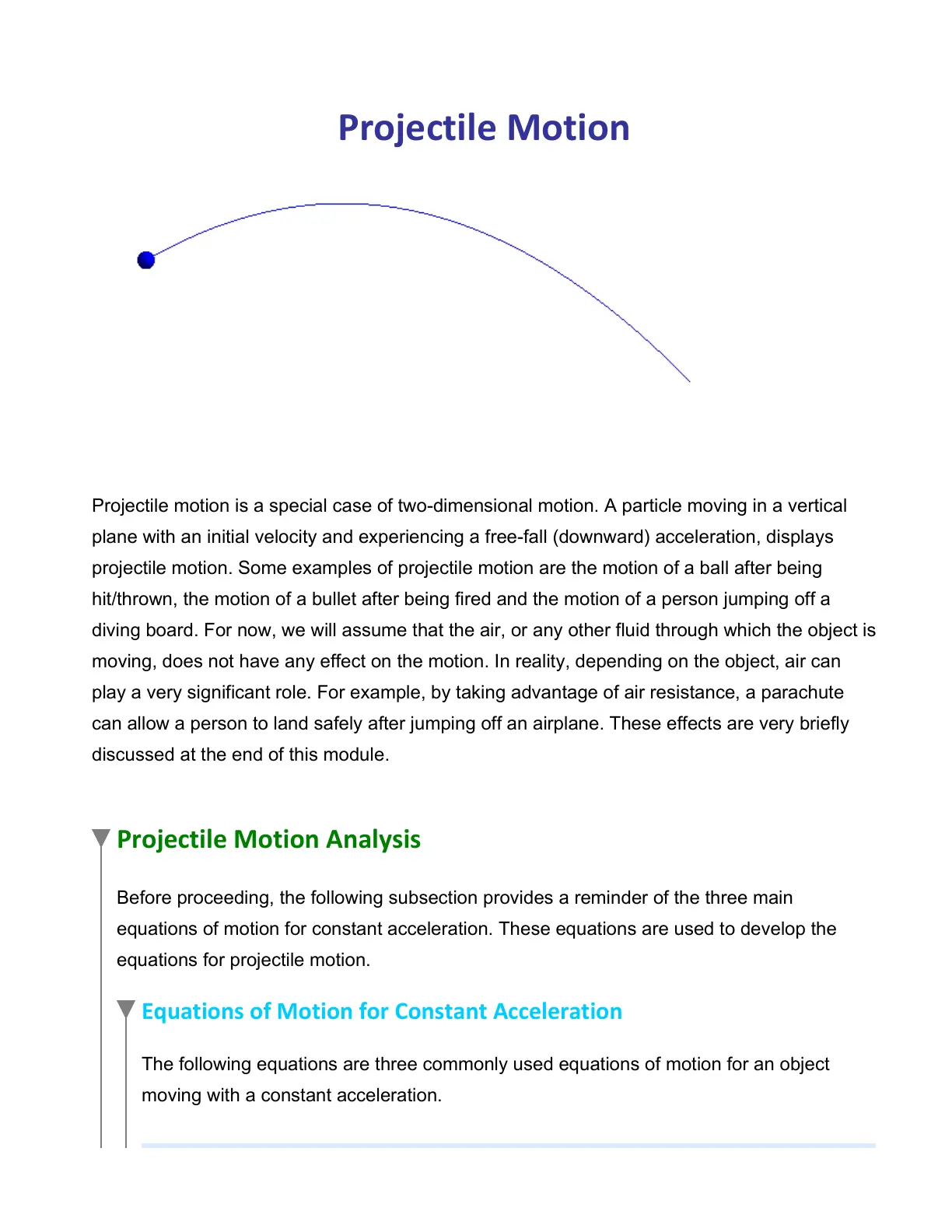 غلاف تقرير Projectile Motion
