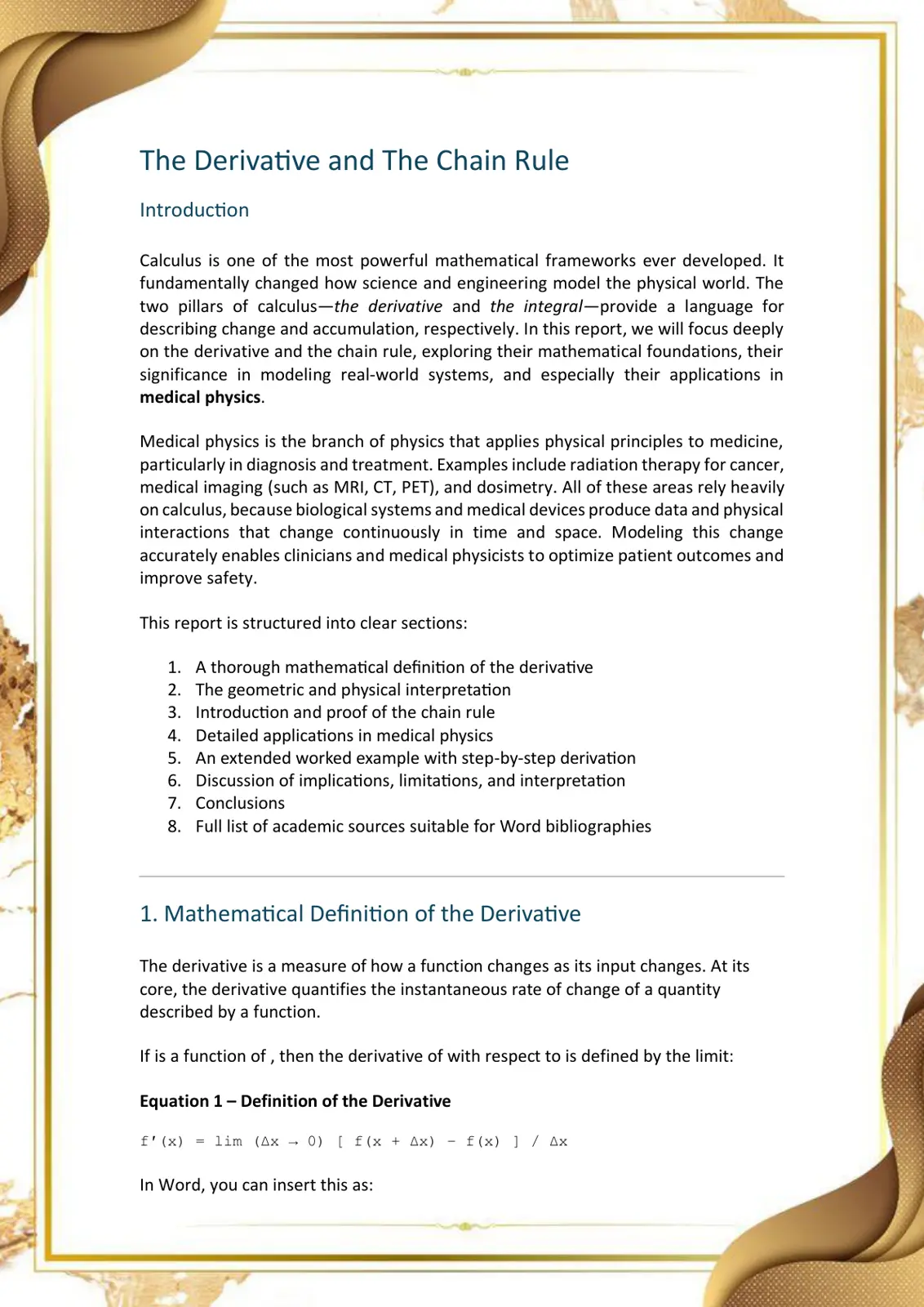 غلاف تقرير The Derivative and The Chain Rule