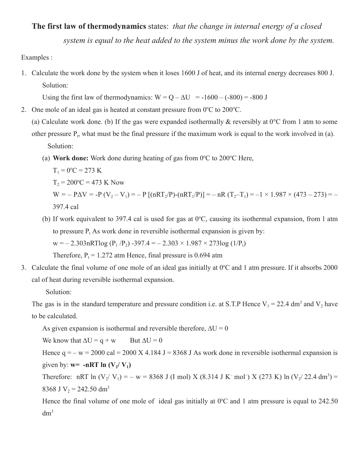 غلاف تقرير The first law of thermodynamics