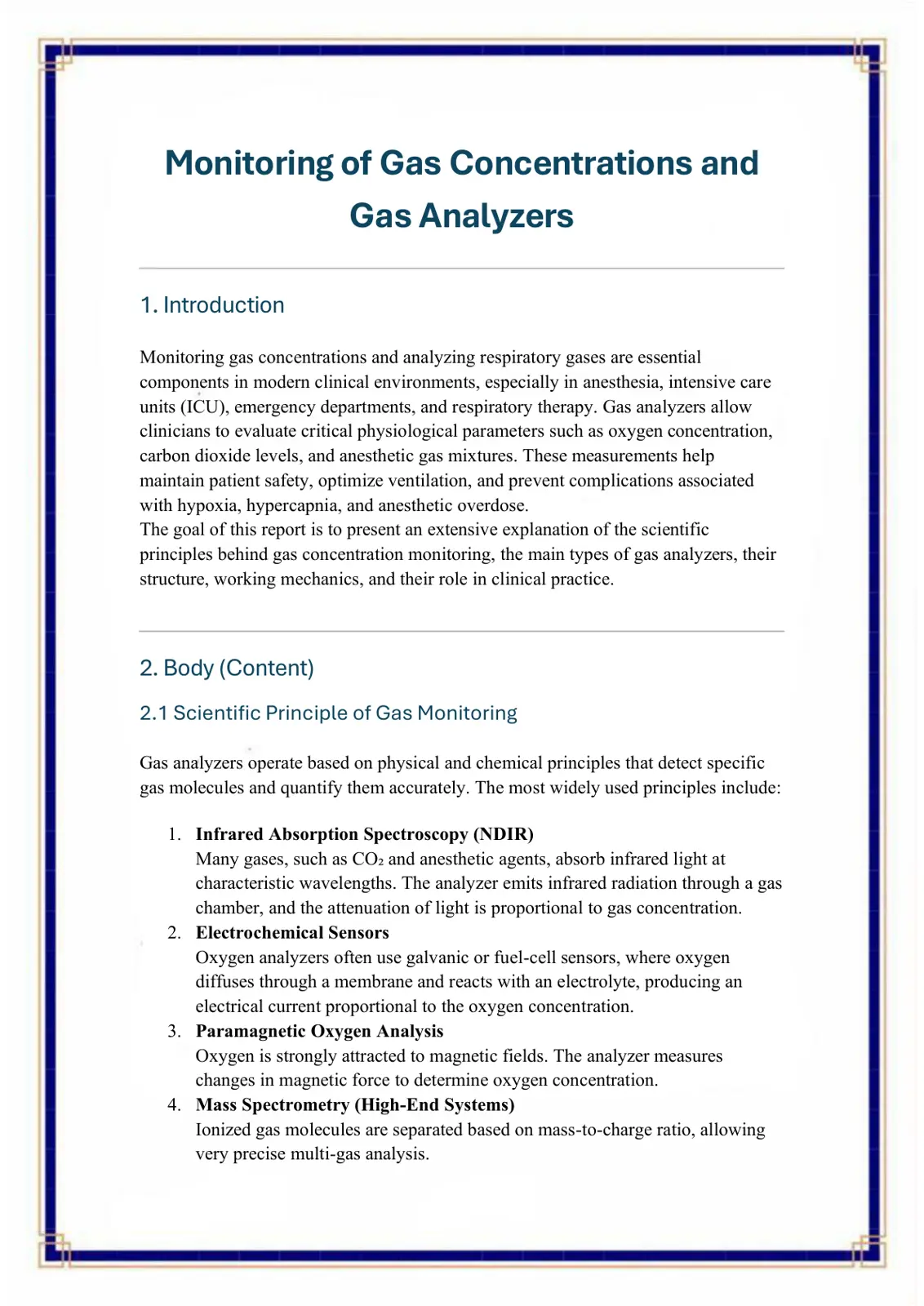 غلاف تقرير Monitoring of Gas Concentrations and Gas Analyzers