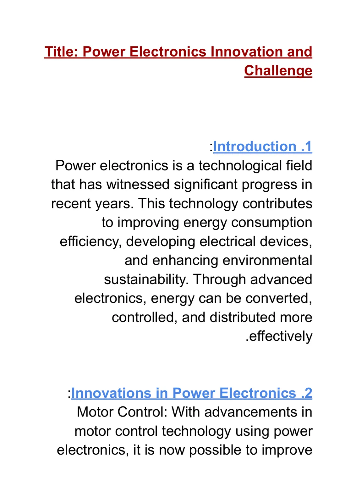 غلاف تقرير Power Electronics Innovation and Challenge
