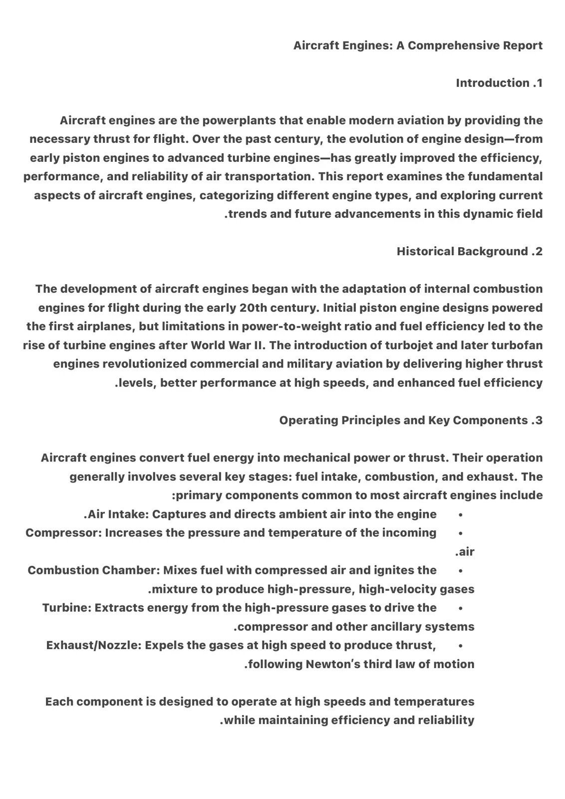 غلاف تقرير Aircraft Engines: A Comprehensive Report