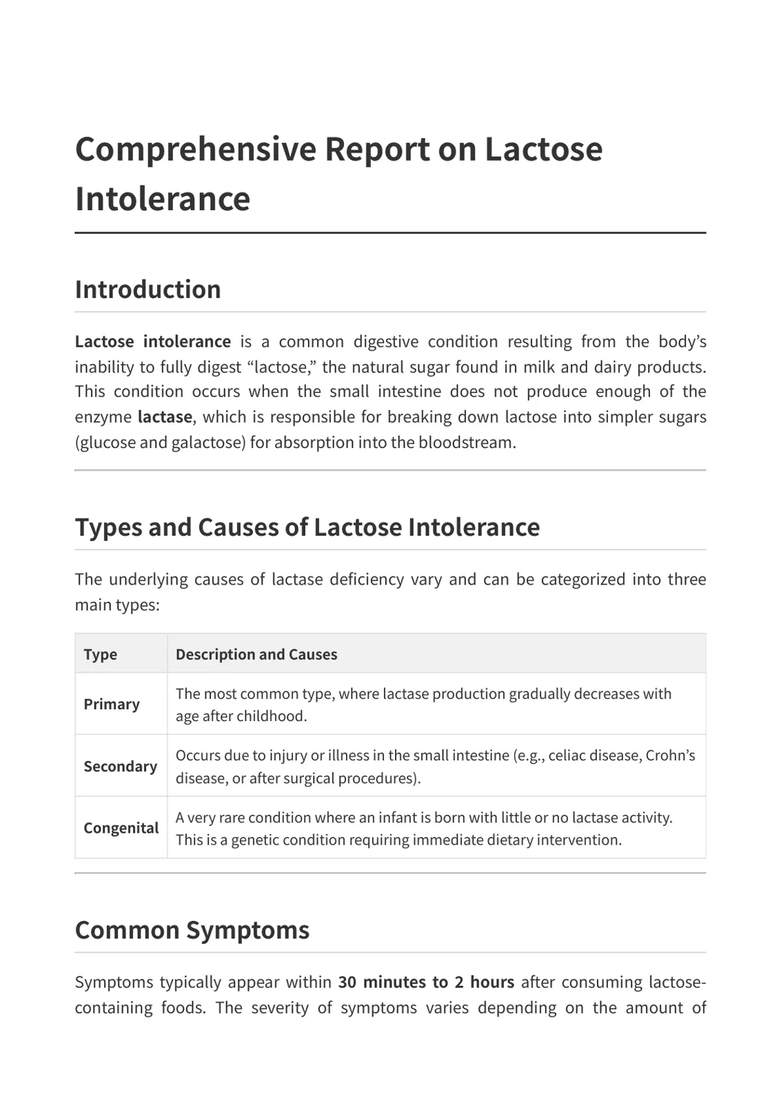 غلاف تقرير Comprehensive Report on Lactose Intolerance