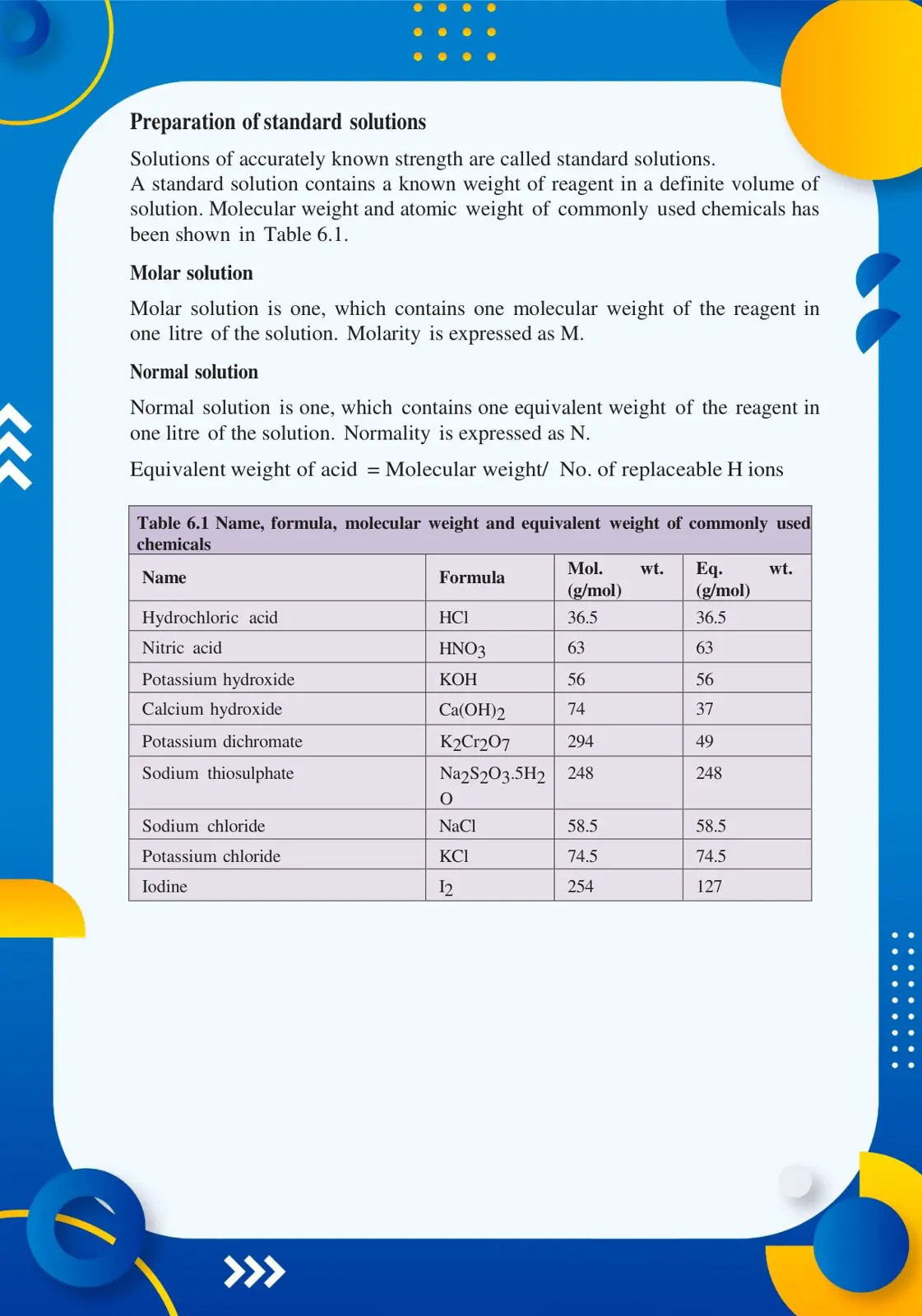 غلاف تقرير Preparation of standard solutions
