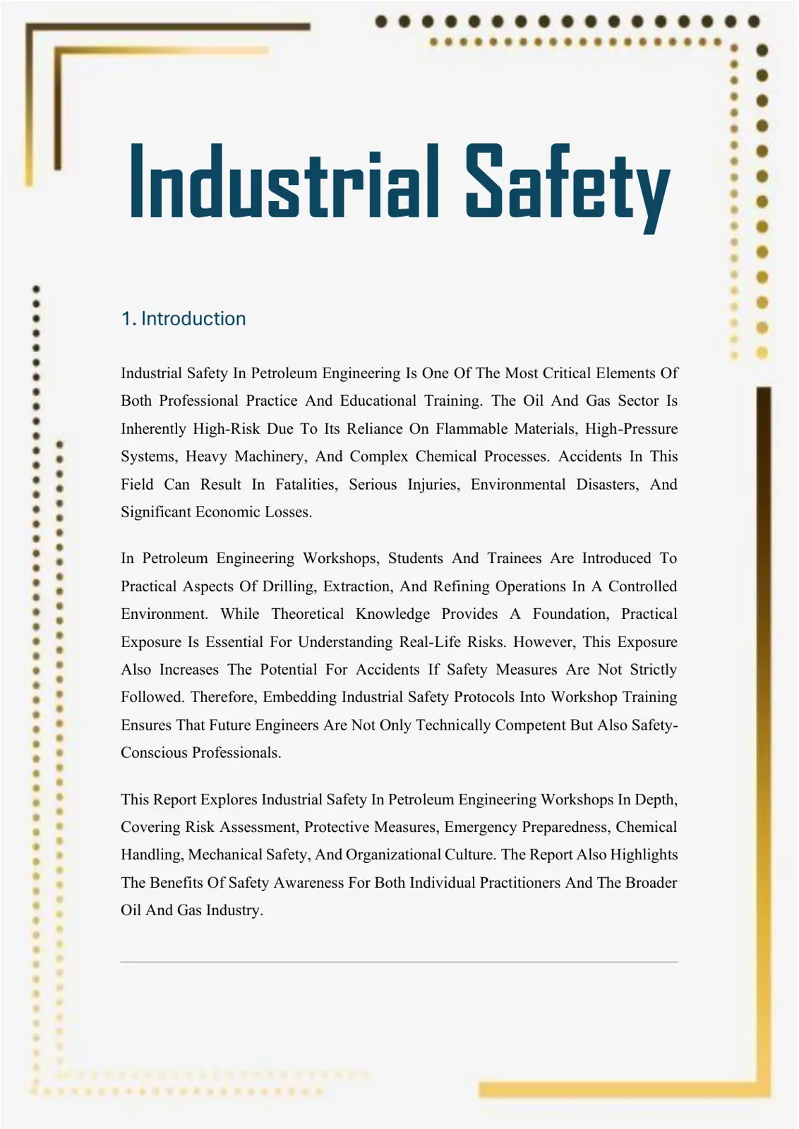 غلاف تقرير Industrial Safety