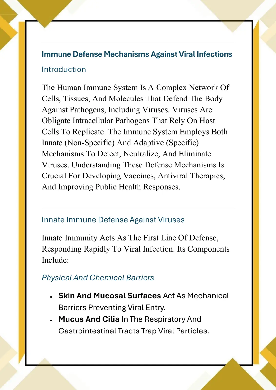 غلاف تقرير Immune Defense Mechanisms Against Viral Infections