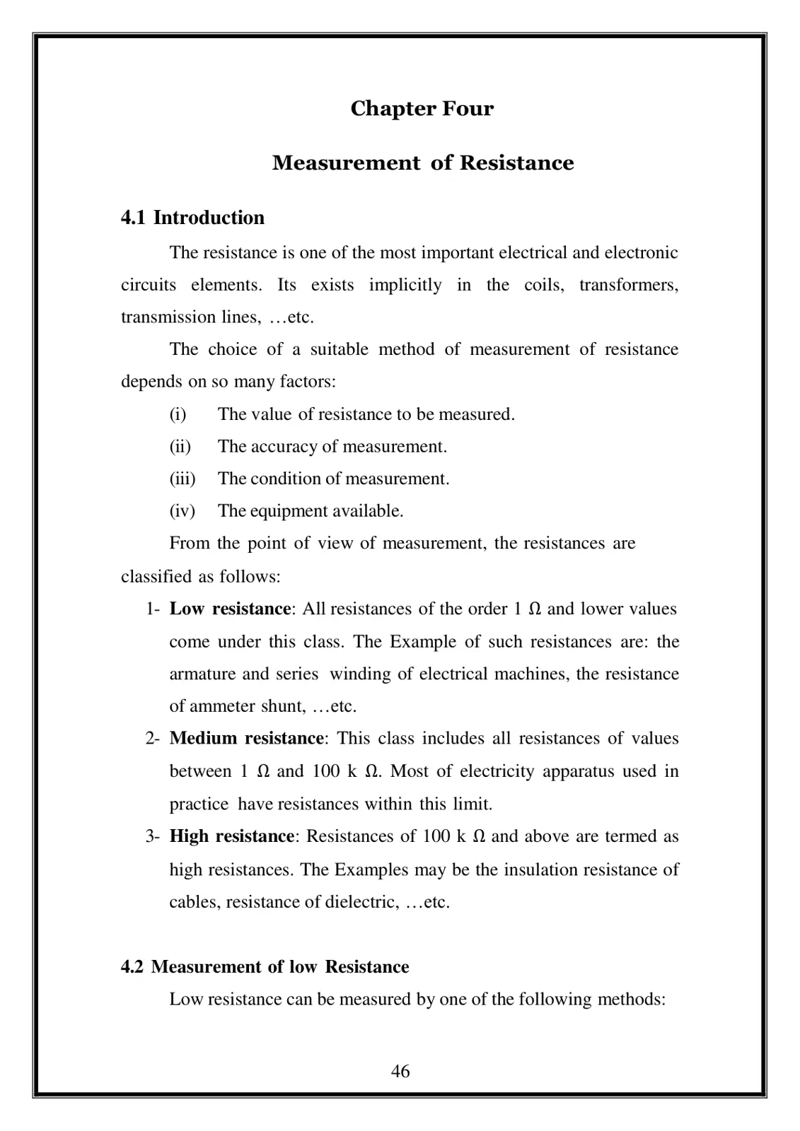 غلاف تقرير Measurement of Resistance