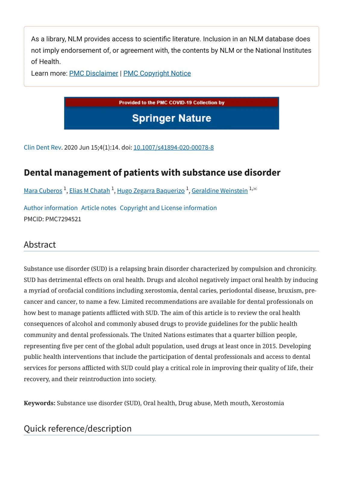 غلاف تقرير Dental management of patients with substance use disorder