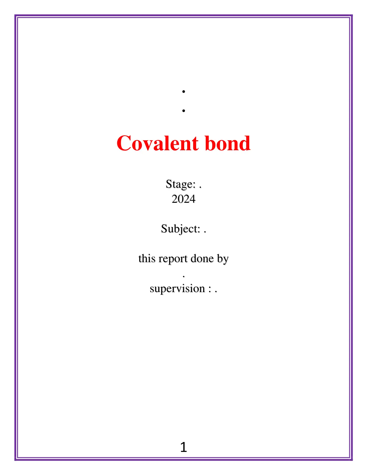 غلاف تقرير Covalent bond