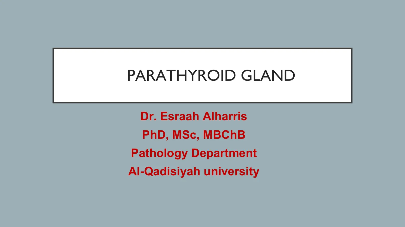 غلاف تقرير Parathyroid Gland