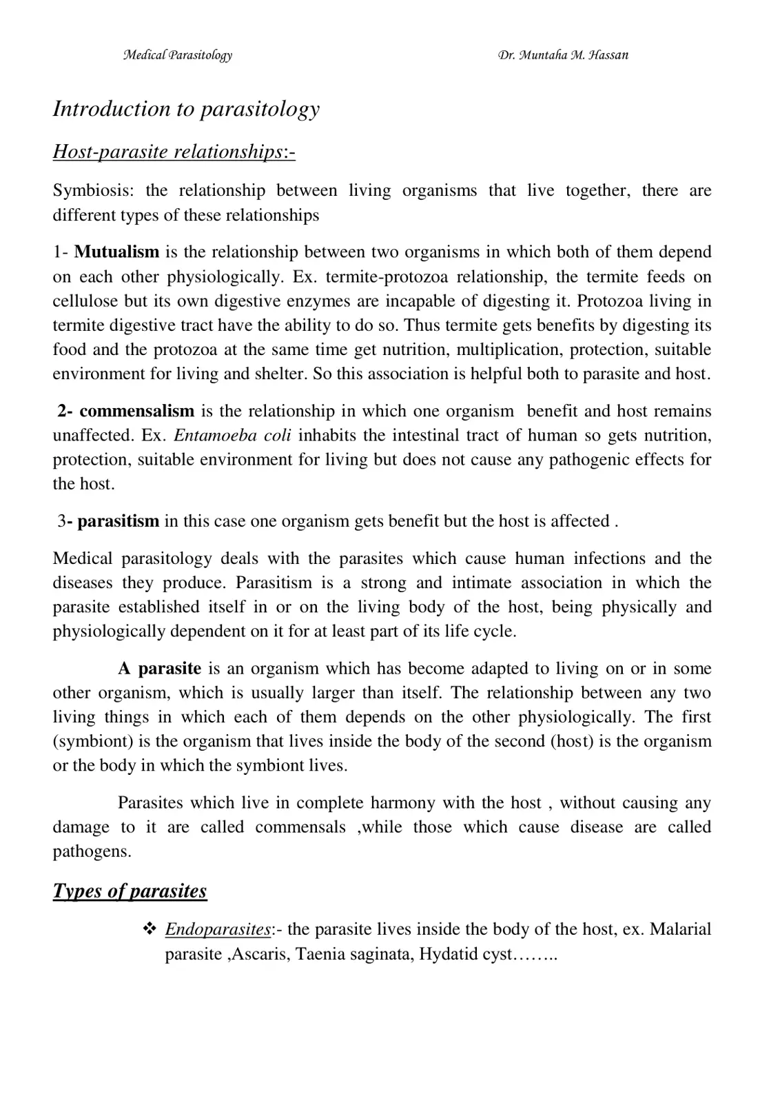 غلاف تقرير Medical Parasitology