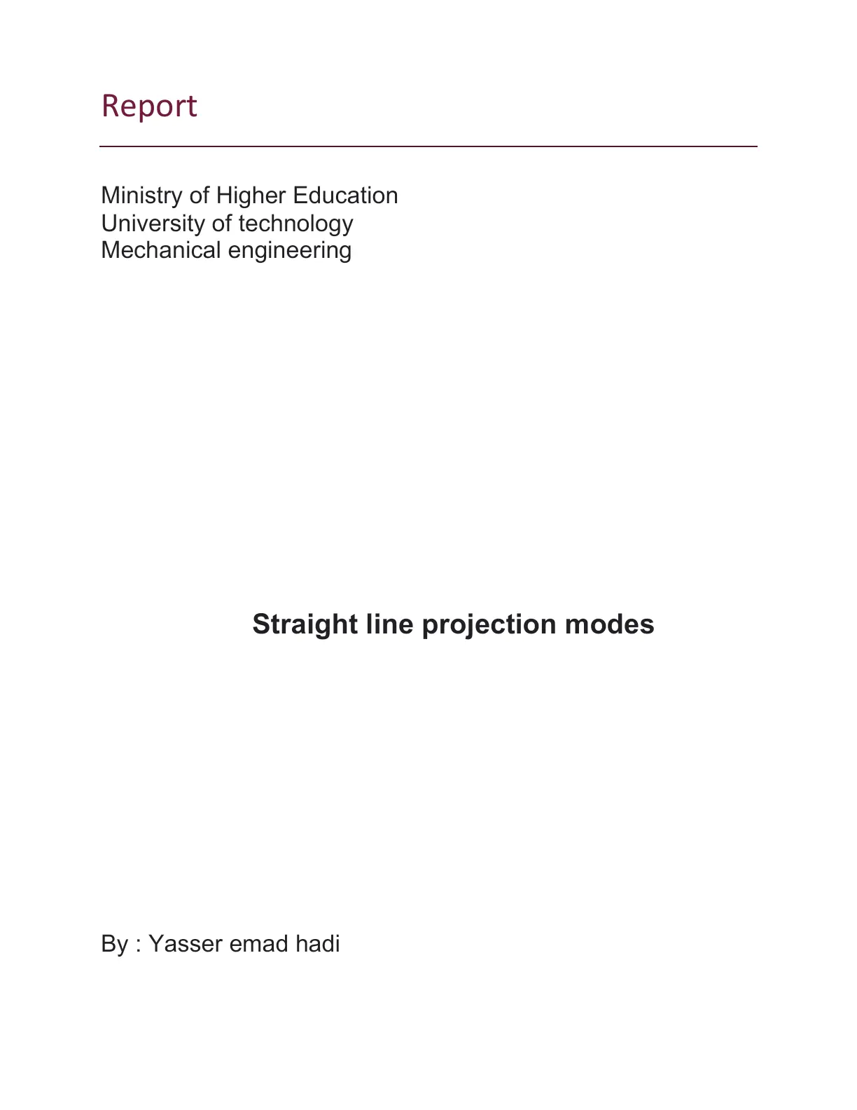 غلاف تقرير Straight Line Projection Modes
