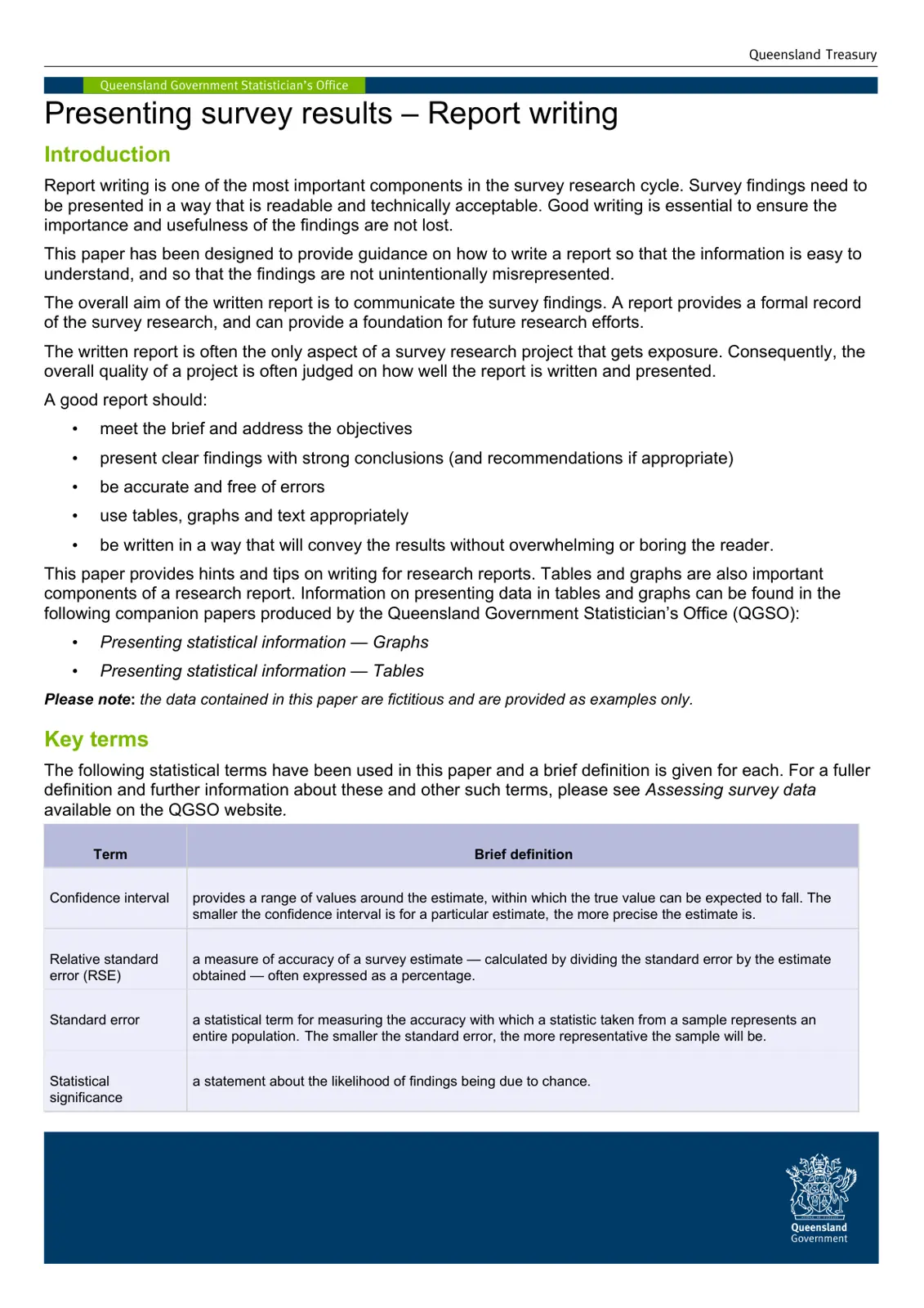 غلاف تقرير Presenting survey results - Report writing