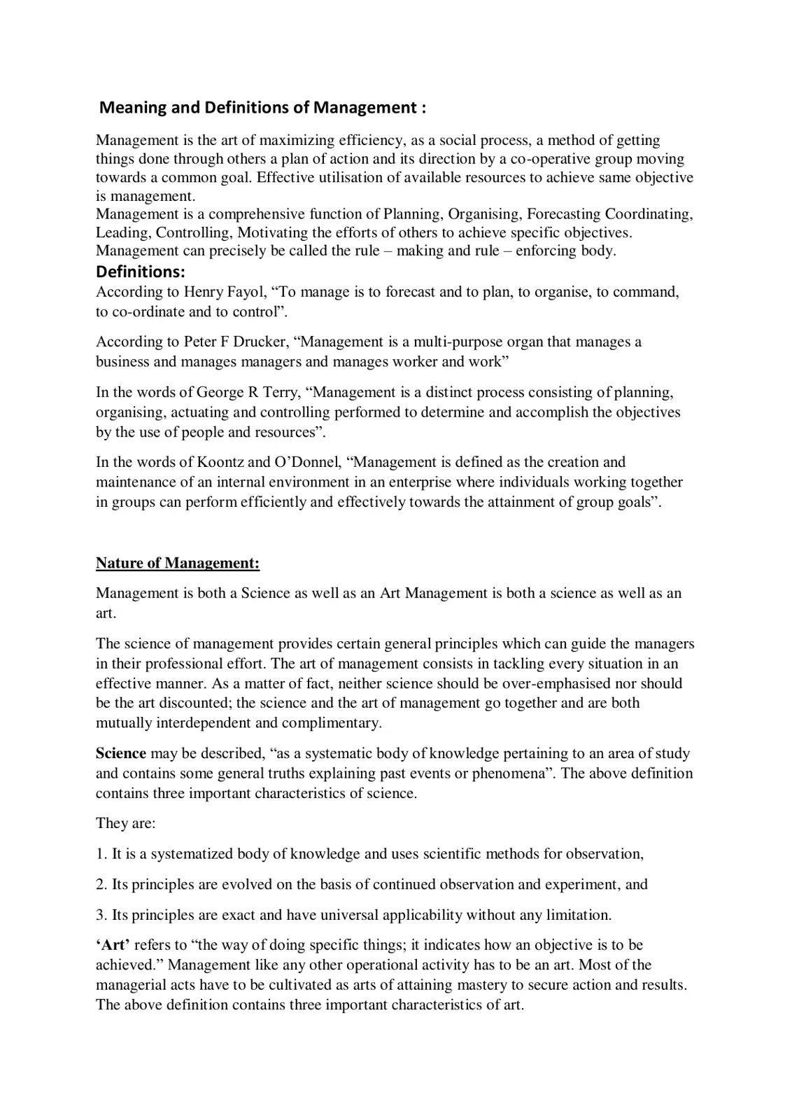 غلاف تقرير Meaning and Definitions of Management