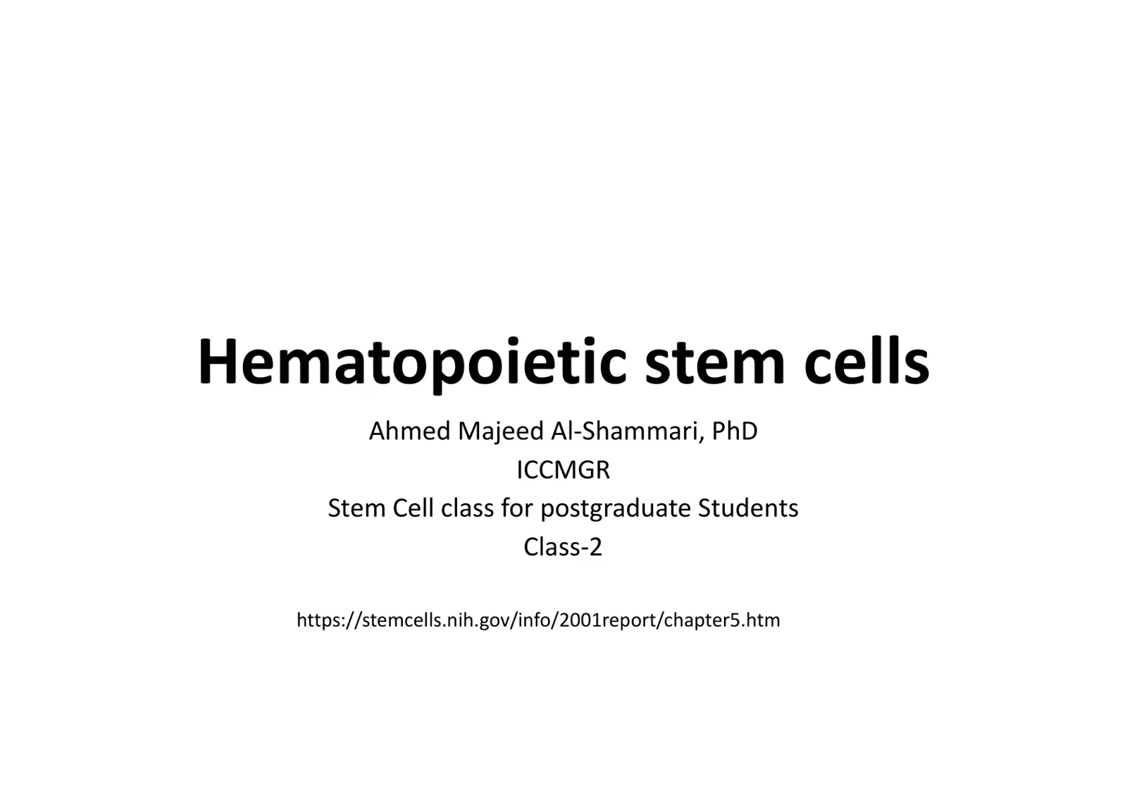 غلاف تقرير Hematopoietic Stem Cells