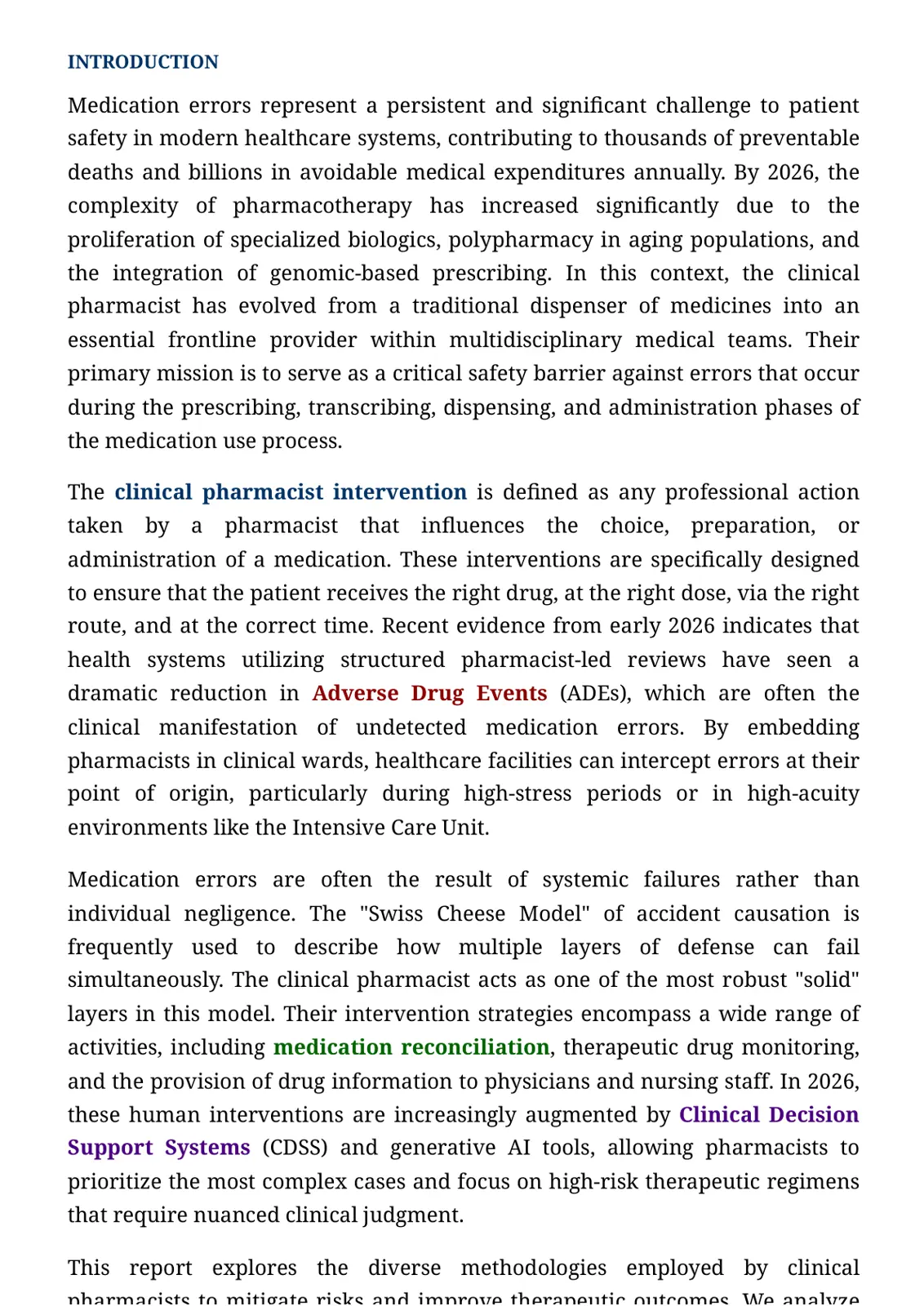 غلاف تقرير Medication Errors and the Evolving Role of Clinical Pharmacists