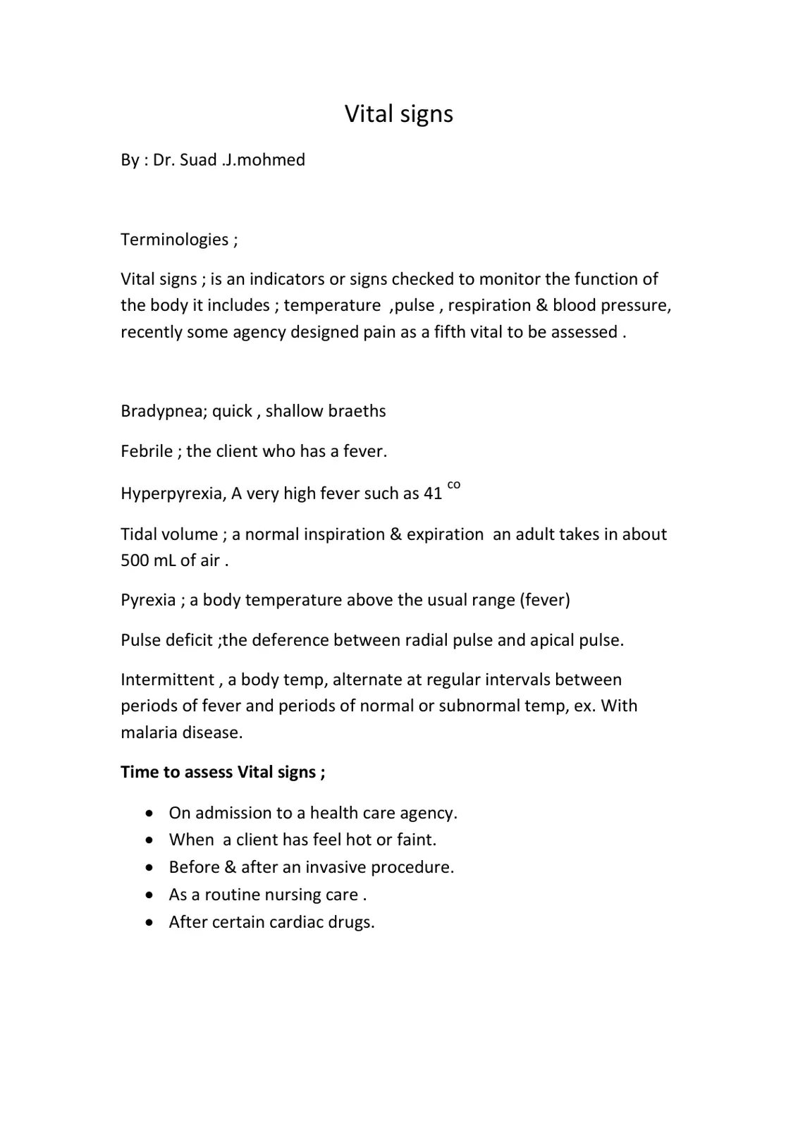 غلاف تقرير Vital Signs Terminologies