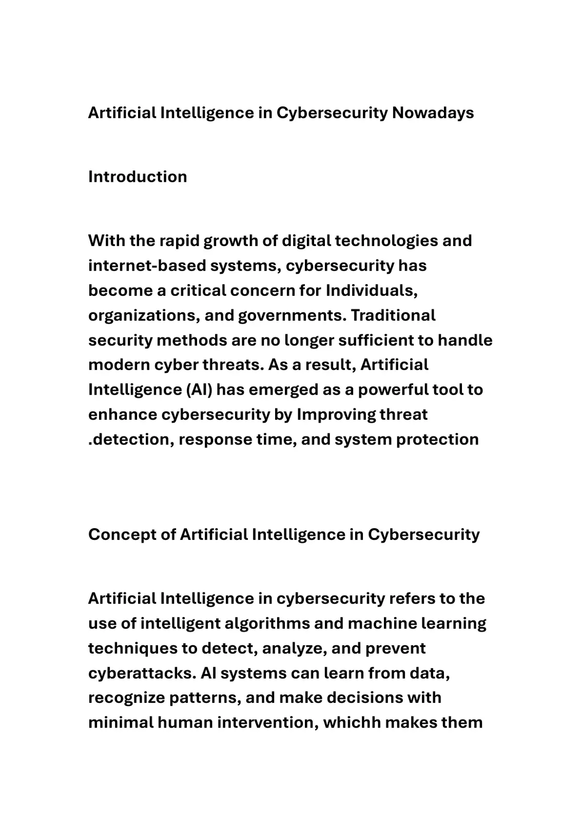 غلاف تقرير Artificial Intelligence in Cybersecurity