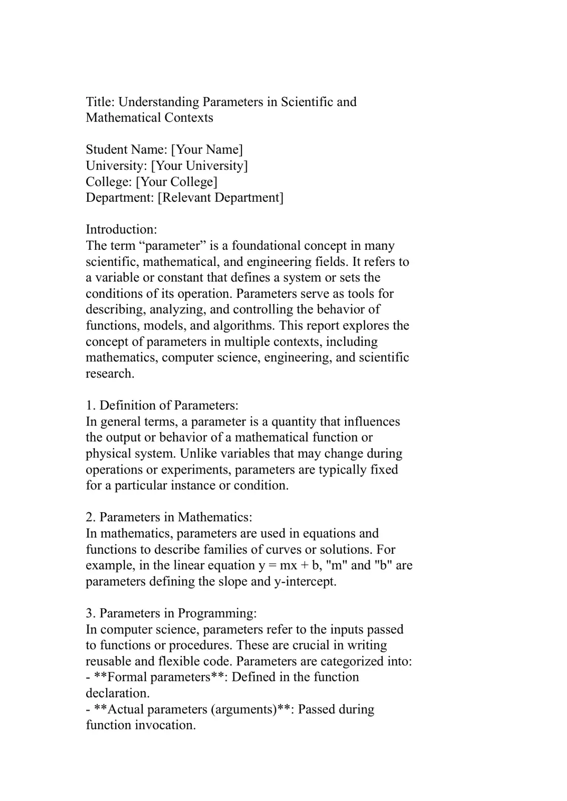 غلاف تقرير Understanding Parameters in Scientific and Mathematical Contexts