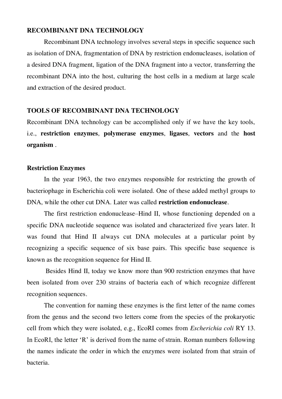 غلاف تقرير RECOMBINANT DNA TECHNOLOGY