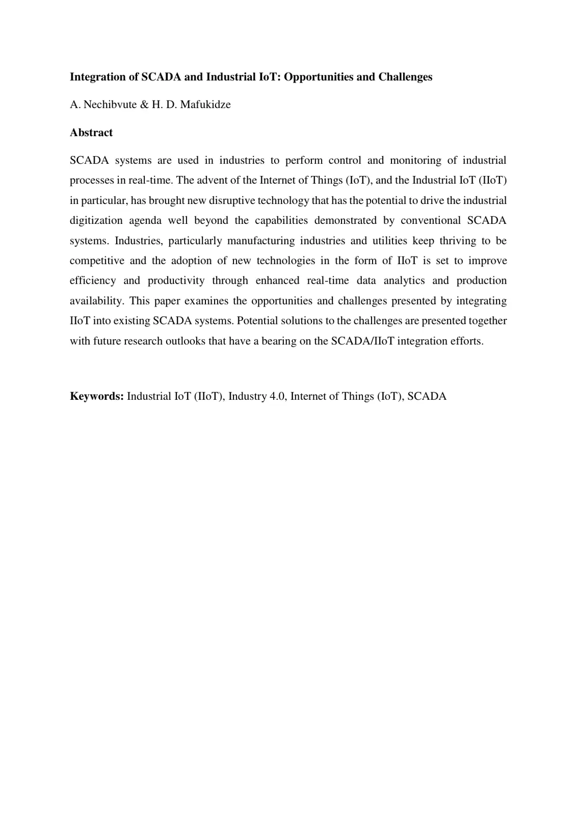 غلاف تقرير Integration of SCADA and Industrial IoT: Opportunities and Challenges