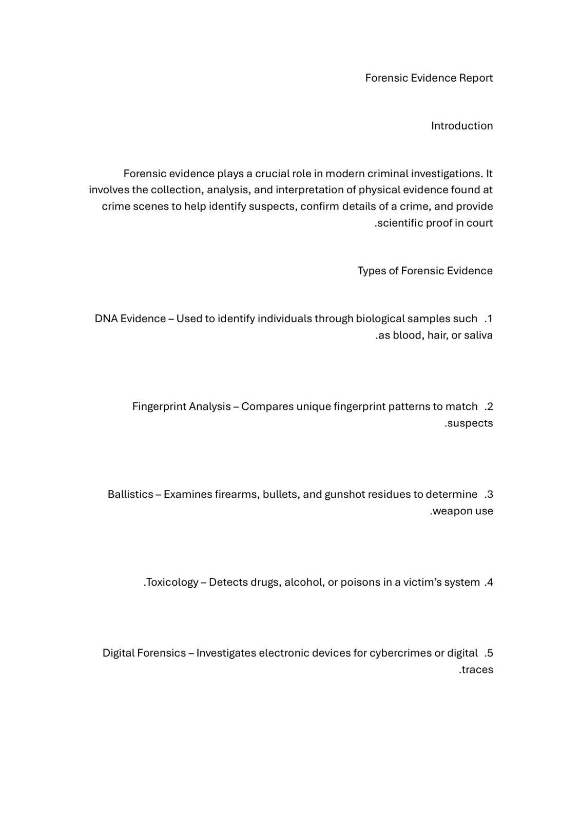 غلاف تقرير Forensic Evidence Report