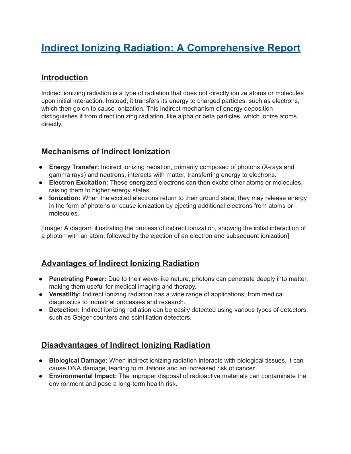 غلاف تقرير Indirect Ionizing Radiation: A Comprehensive Report
