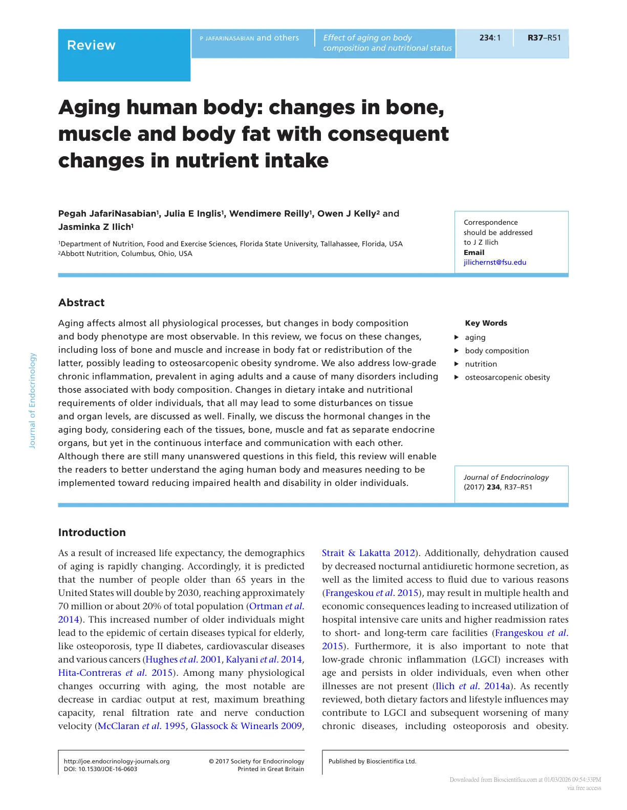 غلاف تقرير Effect of aging on body composition and nutritional status
