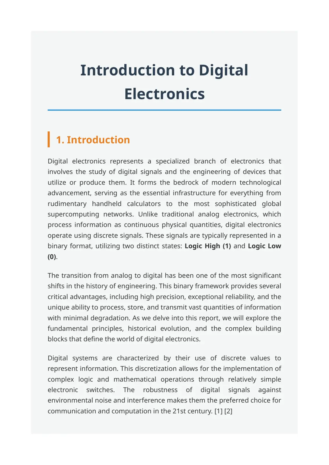 غلاف تقرير Introduction to Digital Electronics