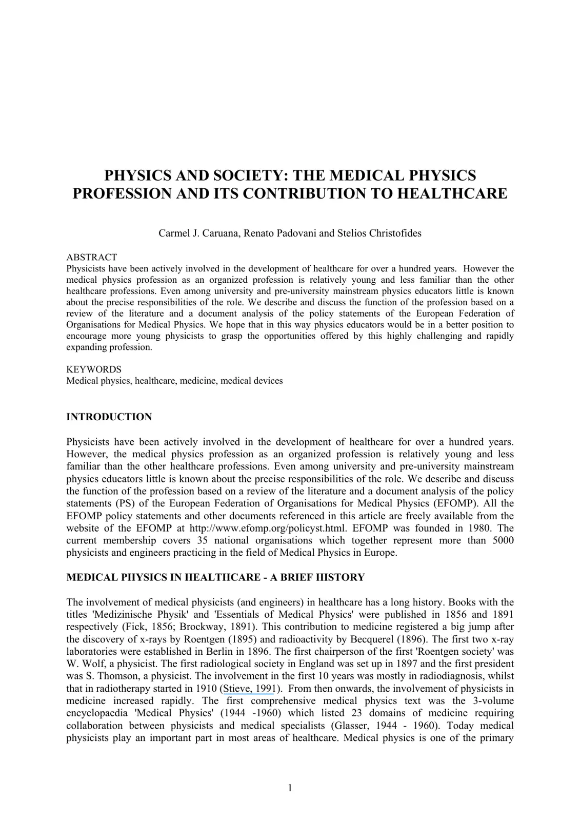 غلاف تقرير Physics and Society: The Medical Physics Profession and Its Contribution to Healthcare