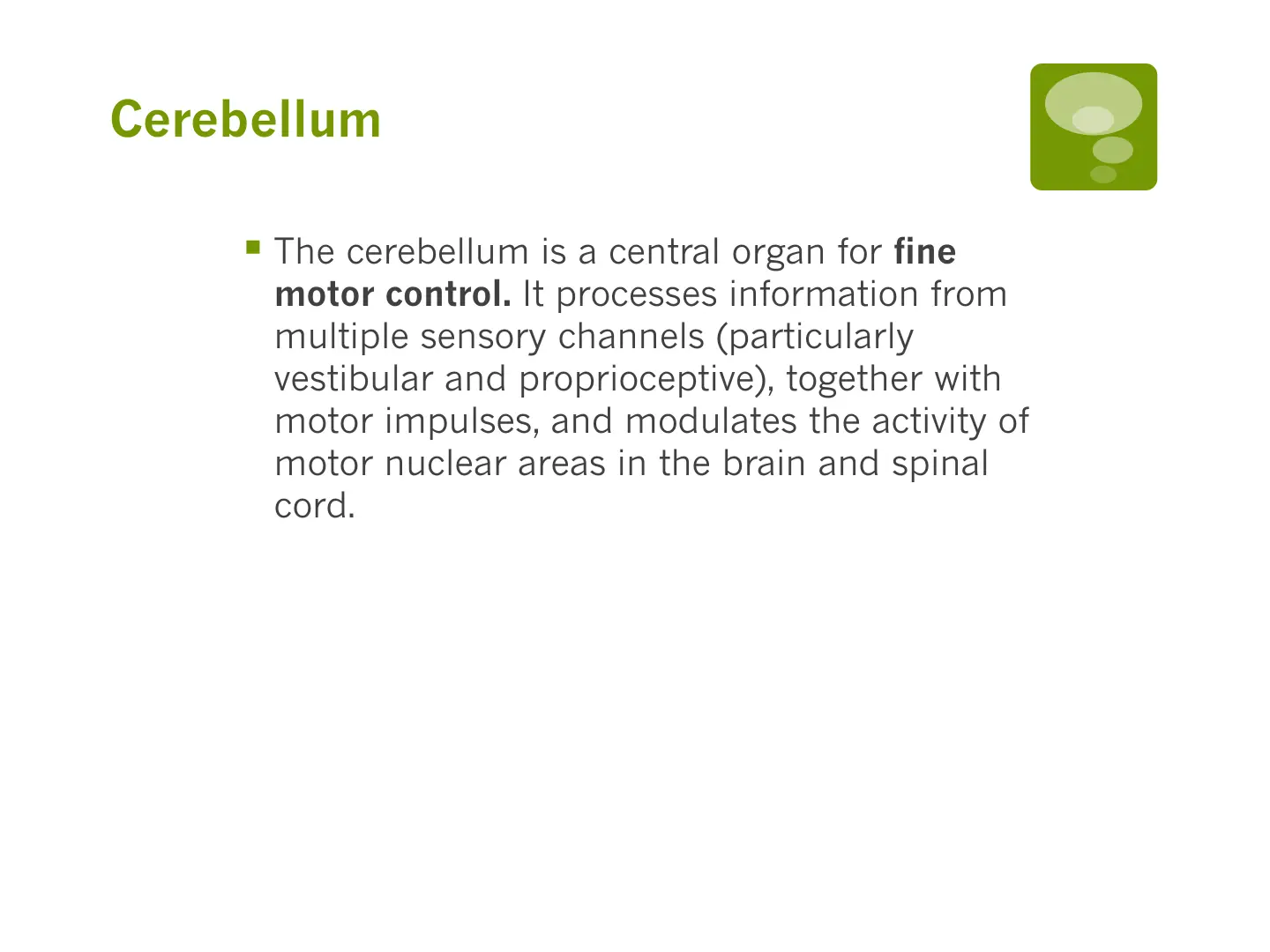 غلاف تقرير Cerebellum - Central Organ for Fine Motor Control