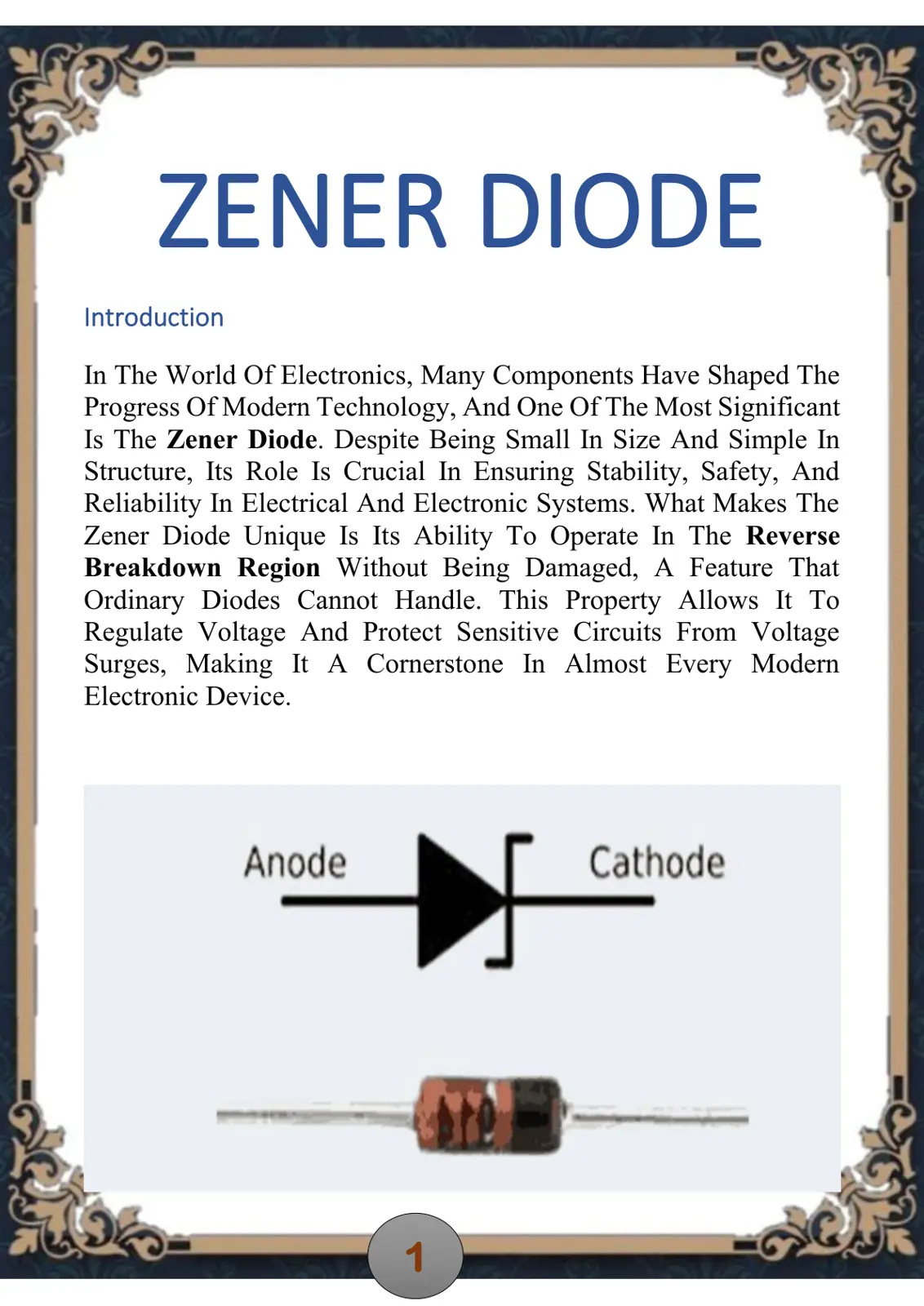 غلاف تقرير Zener Diode