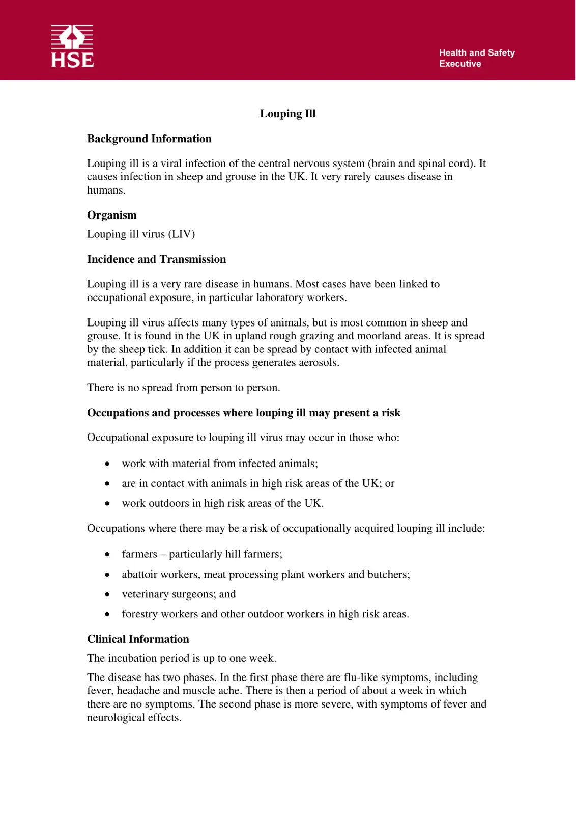 غلاف تقرير Louping Ill Background Information