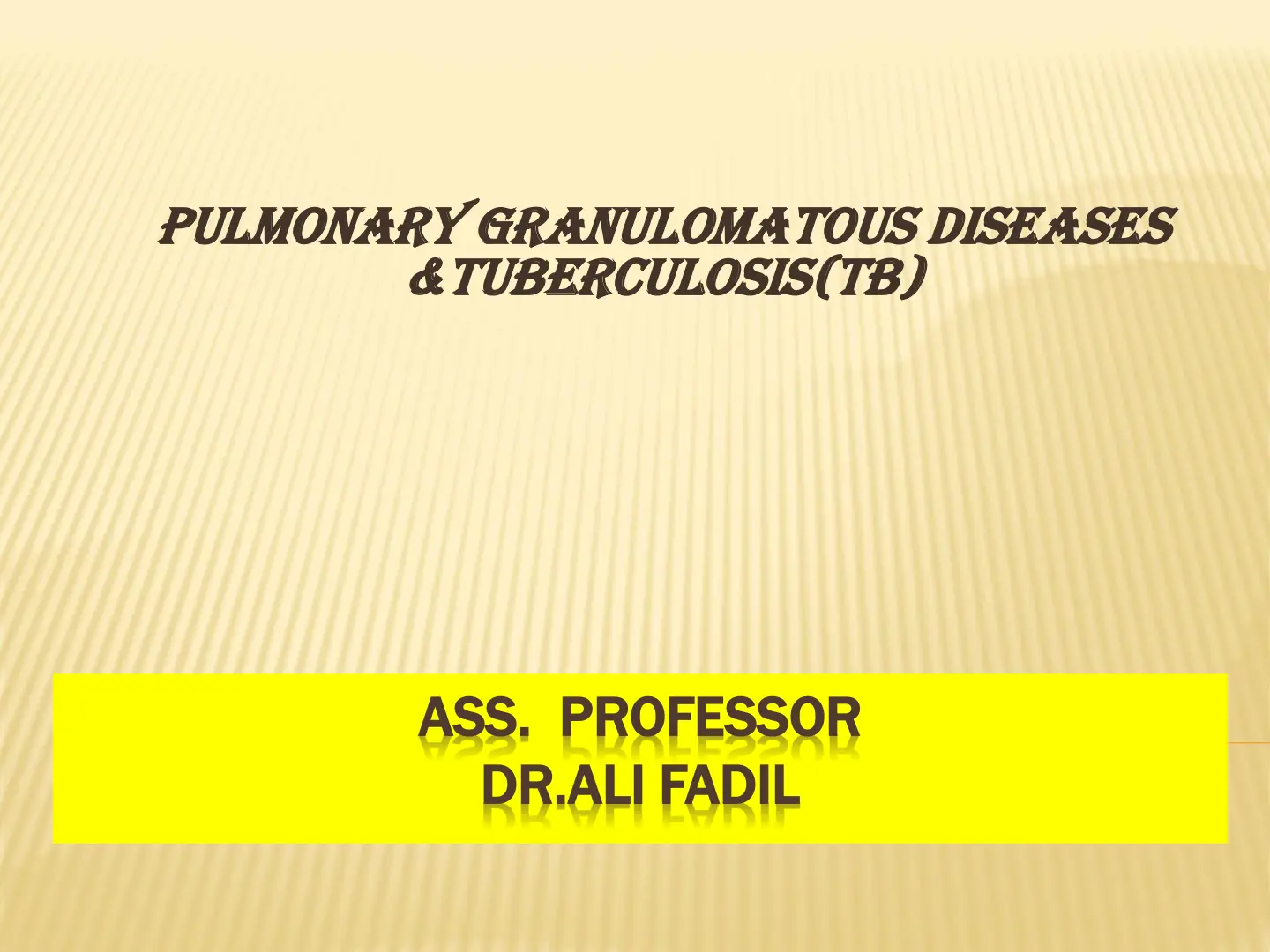 غلاف تقرير PULMONARY GRANULOMATOUS DISEASES & TUBERCULOSIS(TB)