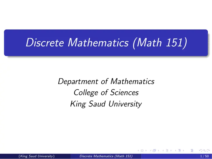 غلاف تقرير Discrete Mathematics (Math 151)