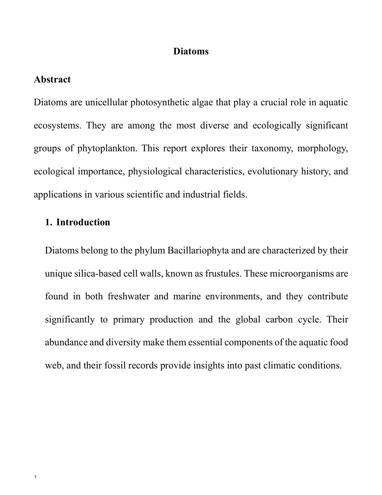 غلاف تقرير Diatoms