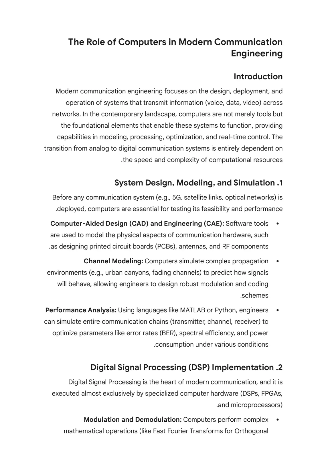 غلاف تقرير The Role of Computers in Modern Communication Engineering