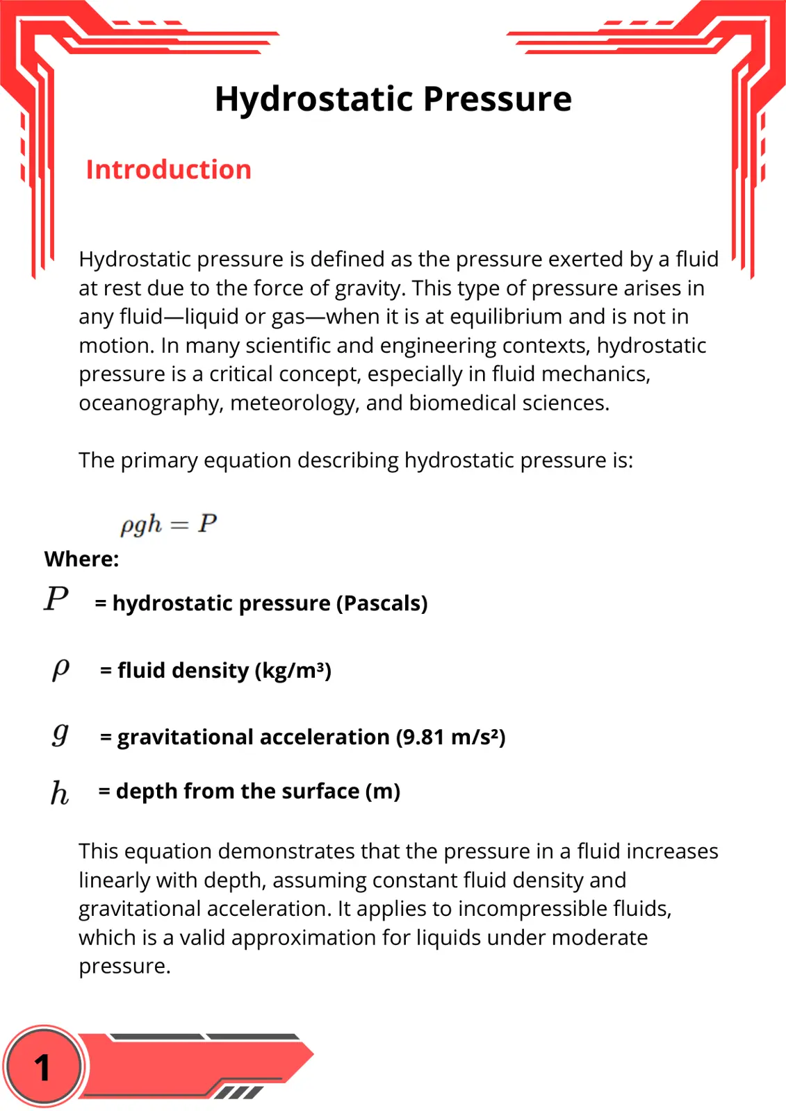 غلاف تقرير Hydrostatic Pressure
