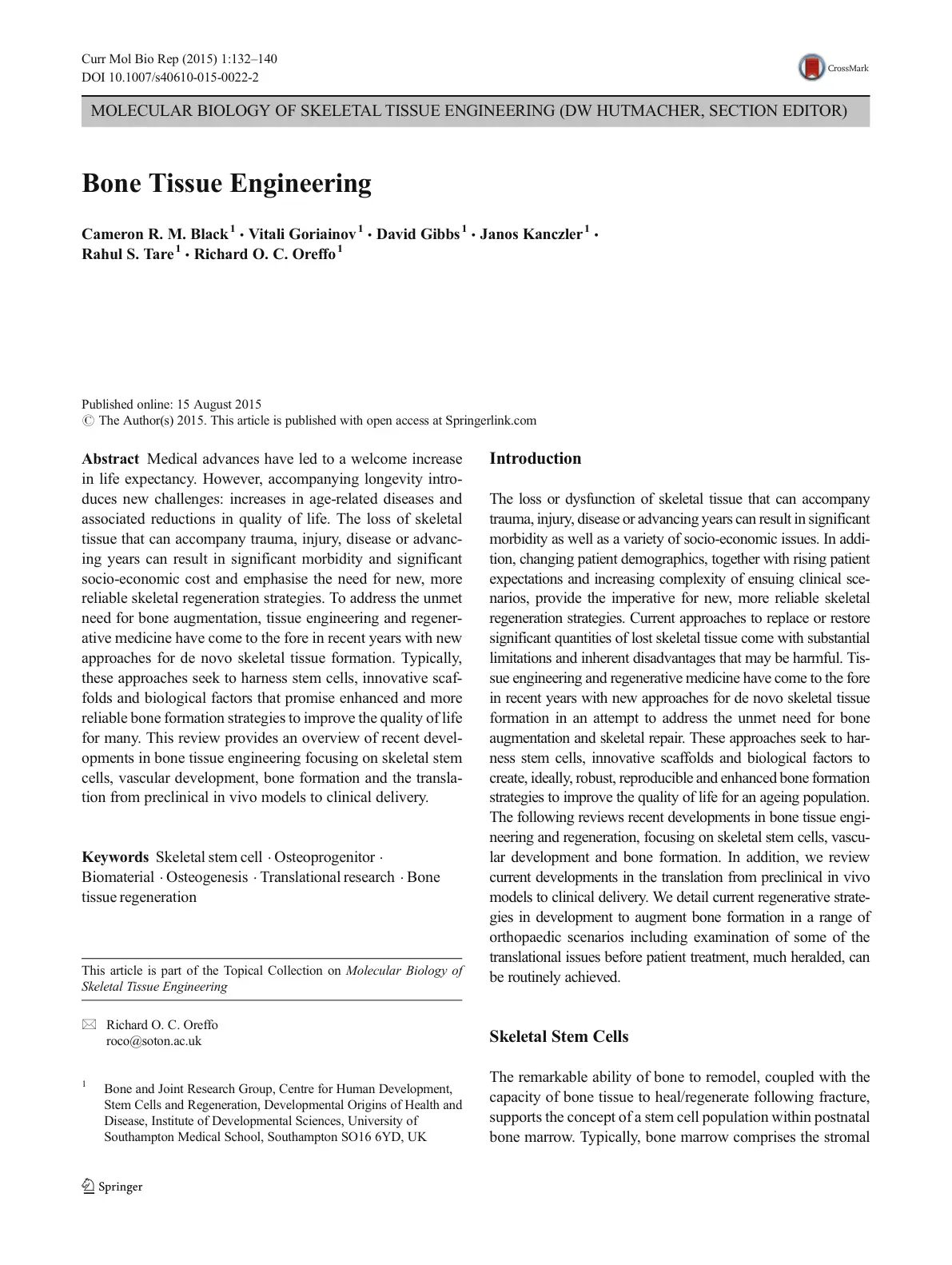 غلاف تقرير Bone Tissue Engineering