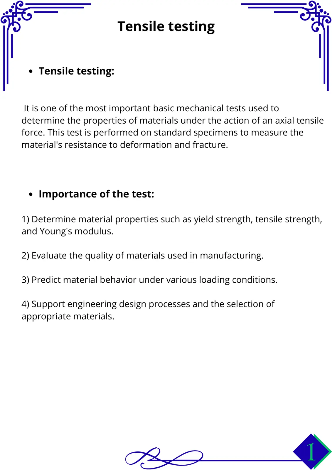 غلاف تقرير Tensile Testing
