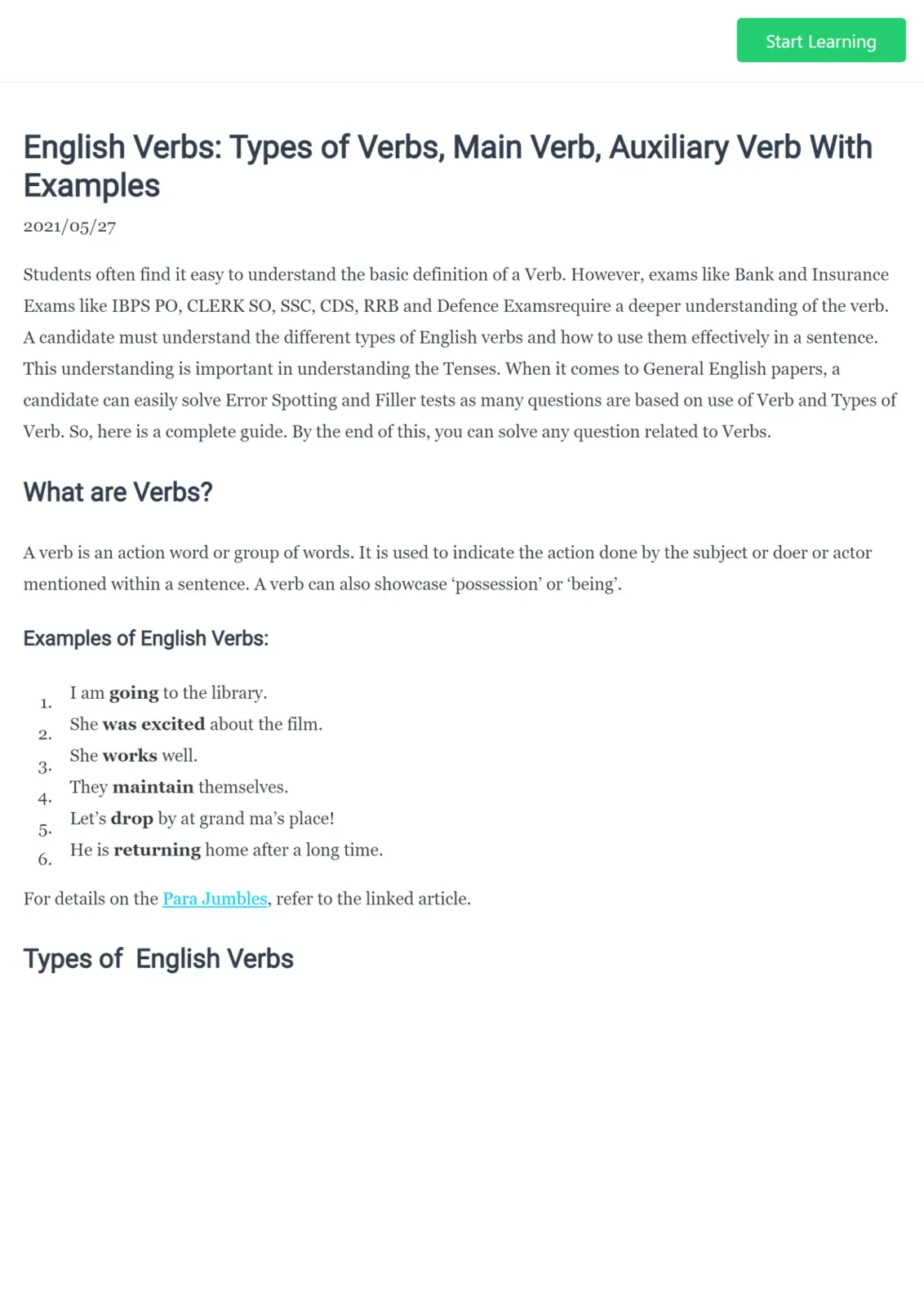 غلاف تقرير English Verbs: Types of Verbs, Main Verb, Auxiliary Verb With Examples