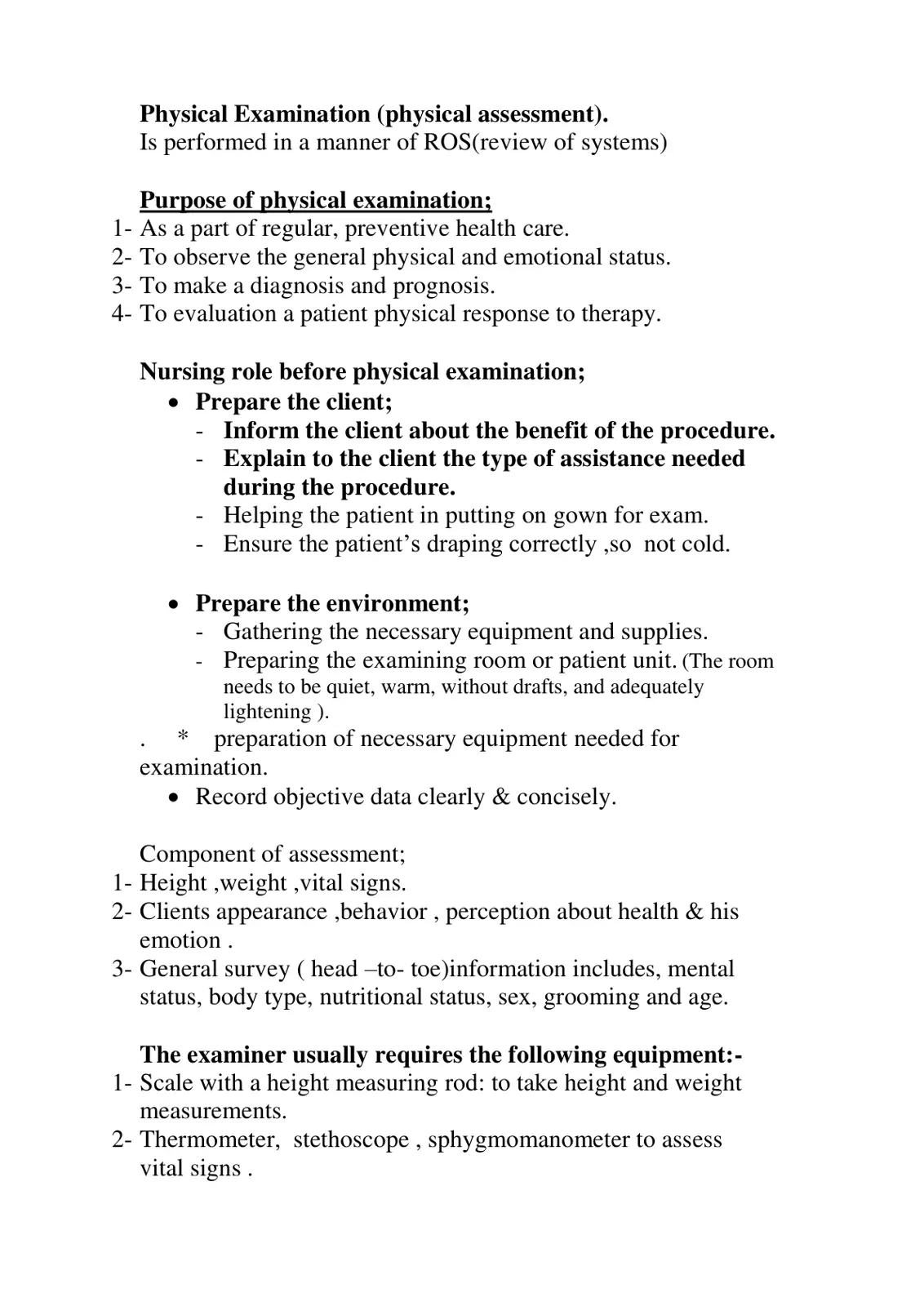غلاف تقرير Physical Examination in Nursing