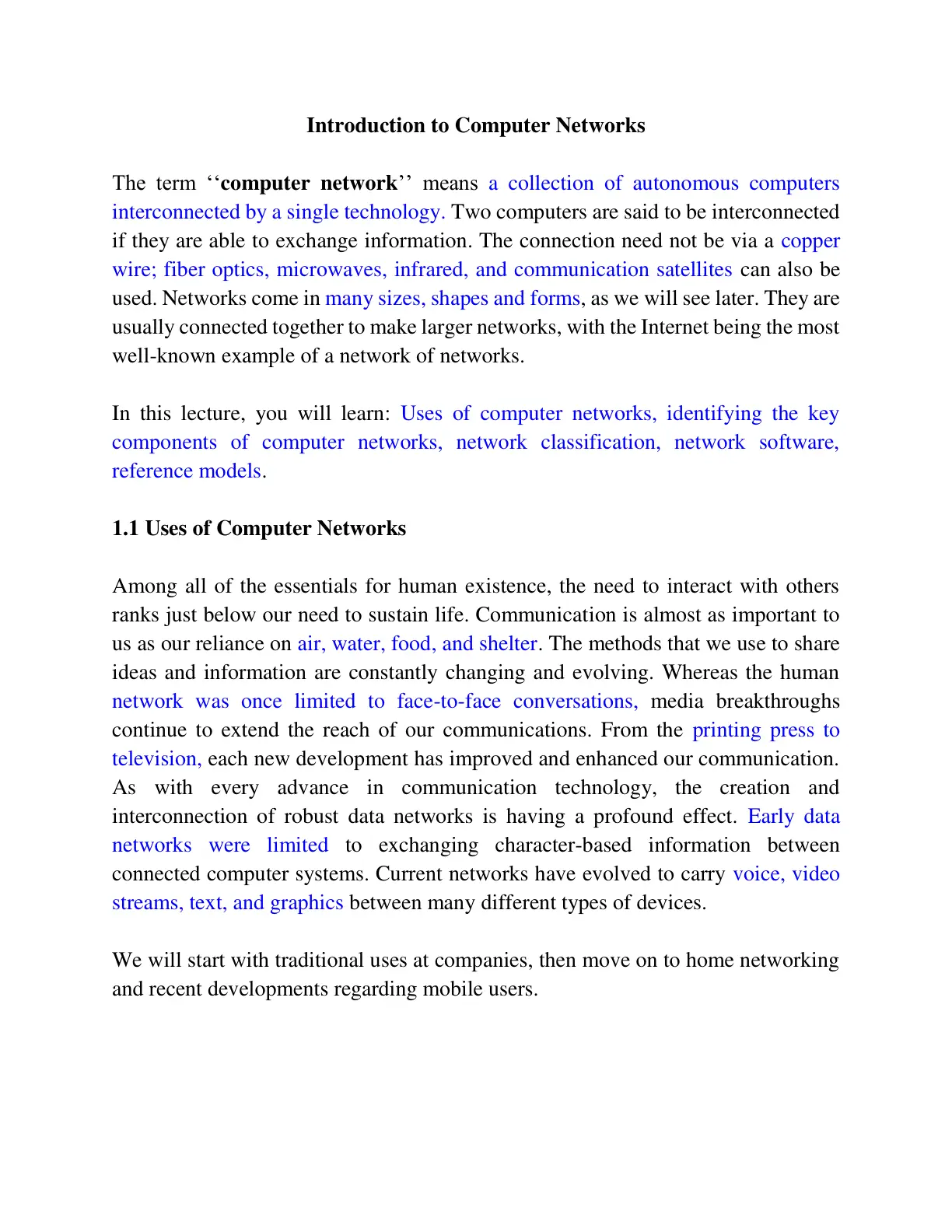 غلاف تقرير Introduction to Computer Networks