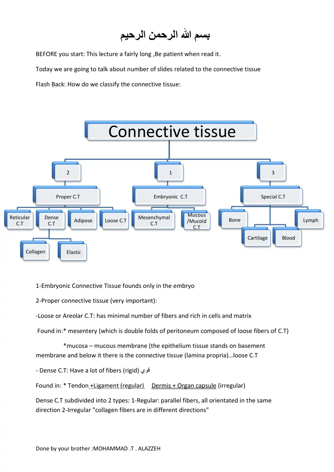 غلاف تقرير النسيج الضام (Connective Tissue)