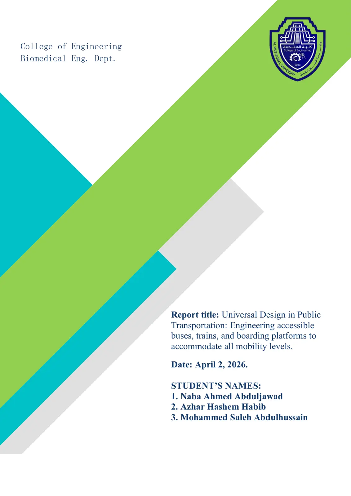 غلاف تقرير Universal Design in Public Transportation