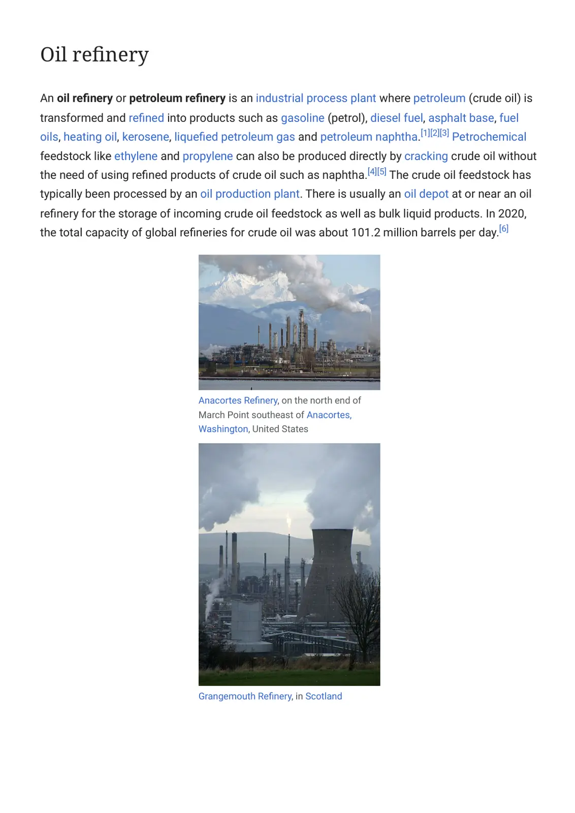غلاف تقرير Oil refinery