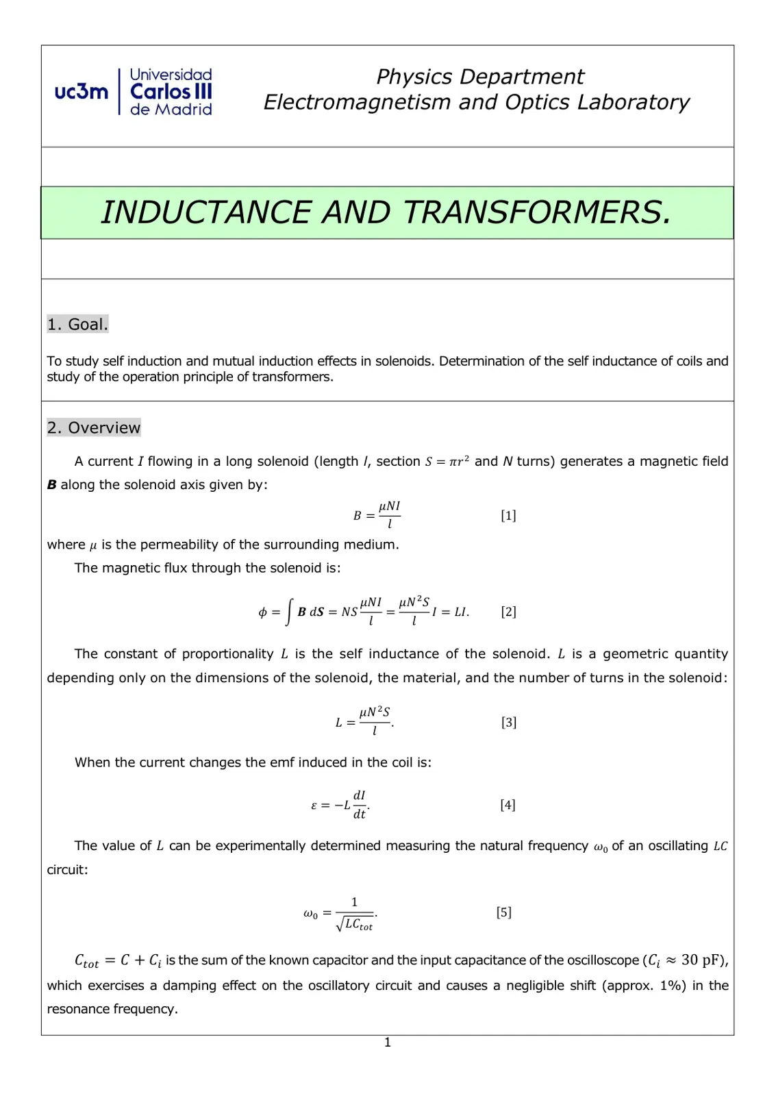 غلاف تقرير INDUCTANCE AND TRANSFORMERS.